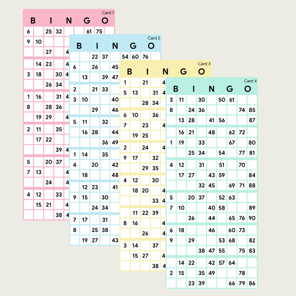100 unique UK 90-ball bingo cards in one printable PDF. Includes 50 pages with 2 cards per page. Perfect for bingo nights, parties, fundraisers, schools, and family gatherings. Instant download.