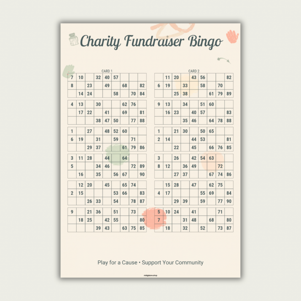 Enjoy a fun and easy-to-print UK bingo game with this set of 100 unique 1–90 bingo cards. Your download includes 1 PDF file with 50 pages, featuring 2 bingo cards per page for convenient printing and cutting. Perfect for charity fundraisers, school events, community gatherings, parties, and family game nights. Instant digital download—no physical item will be shipped.