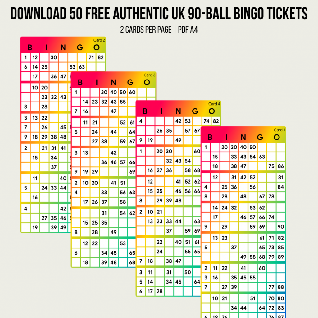 Free Authentic UK 90-Ball Bingo Tickets Generated to Traditional Hall Standards