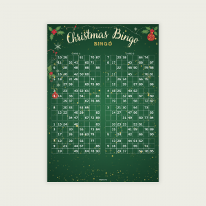 CHRISTMAS BINGO CARDS SET I A Christmas 90 Ball UK Bingo Cards Printable | 100 Unique Tickets | 50-Page PDF | 2 Cards Per A4 Page | Instant Download