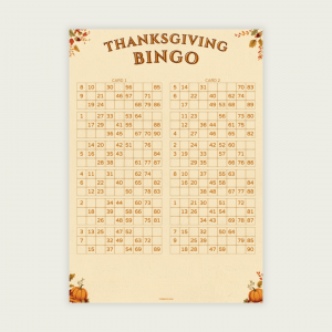 Thanksgiving UK Bingo cards 90 Ball Thanksgiving 90 Ball UK Bingo Cards Printable | 100 Unique Tickets | 50-Page PDF | 2 Cards Per A4 Page | Instant Download