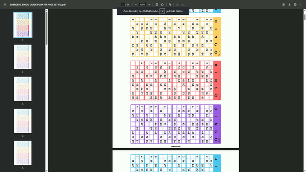 100 UK Bingo Cards Printable | 1-90 Bingo Tickets | A4 PDF | 4 Colours | Instant Download | 4 Per Page