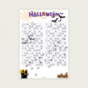 HALLOWEEN BINGO CARDS SET II A Halloween 90 Ball UK Bingo Cards Printable | 50-Page PDF | 2 Cards Per A4 Page | Instant Download