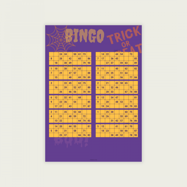 HALLOWEEN BINGO CARDS SET VIII A Halloween III 90 Ball UK Bingo Cards Printable | 50-Page PDF | 2 Cards Per A4 Page | Instant Download