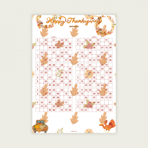 Thanksgiving III 90 Ball UK Bingo Cards Printable | 50-Page PDF | 2 Cards Per A4 Page | Instant Download
