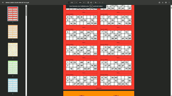 Color Alternating 90 Ball UK Bingo Cards Printable | 100 Unique Tickets | 50-Page PDF | 2 Cards Per A4 Page | Instant Download