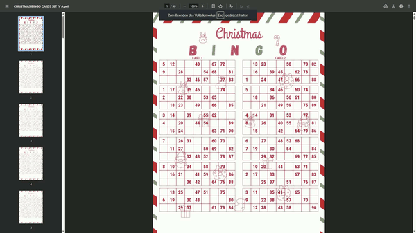 recording_20260808_080958 Christmas II 90 Ball UK Bingo Cards Printable | 50-Page PDF | 2 Cards Per A4 Page | Instant Download