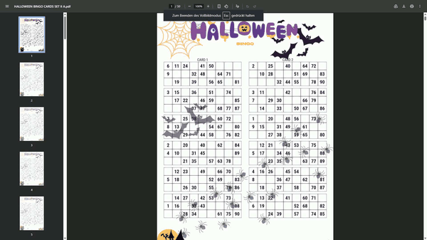 recording_20260808_081850 Halloween 90 Ball UK Bingo Cards Printable | 50-Page PDF | 2 Cards Per A4 Page | Instant Download