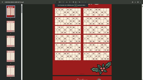 recording_20260808_083947 Christmas III 90 Ball UK Bingo Cards Printable | 50-Page PDF | 2 Cards Per A4 Page | Instant Download